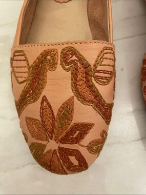 Latigo Peach Embroidered Slip-On Flats